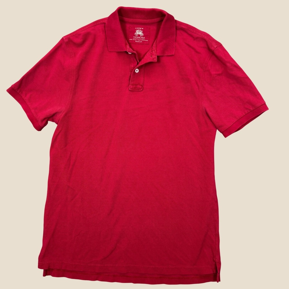 J.Crew Vintage Polo Shirt Men M Red Short Sleeve Cotton Pique Casual Preppy Top